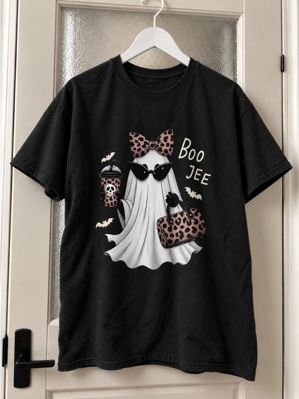 Boo Jee Ghost Halloween Graphic Black T-Shirt